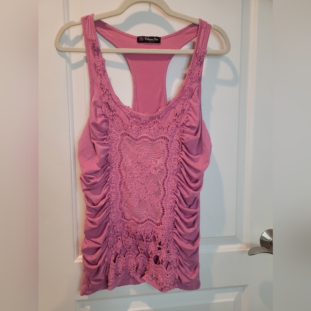 Rosey Pink Tank with details Juniors Size XL